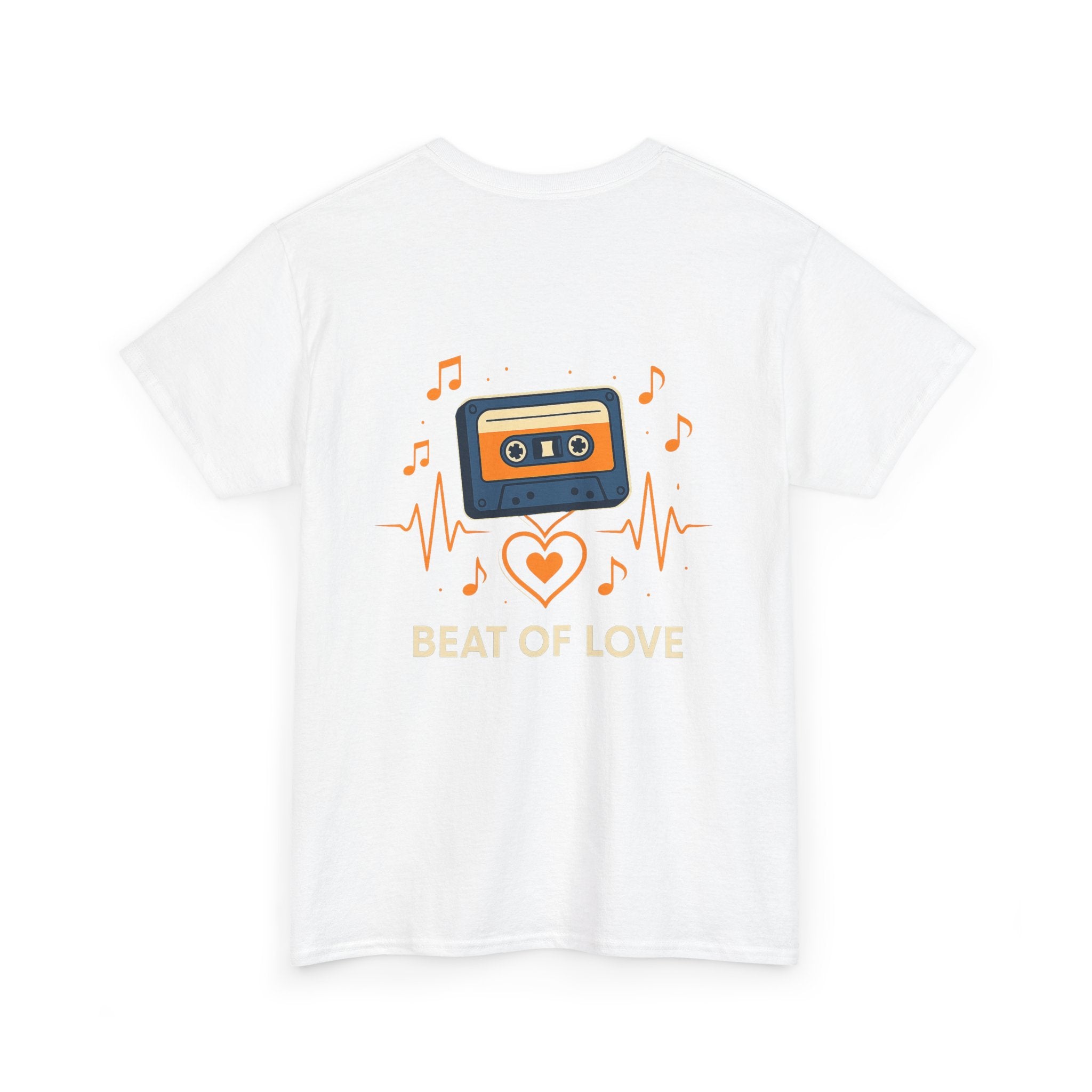 Beat of Love, Camiseta Unisex Retro con Cassette y Corazón Musical, amantes de la musica, generación X