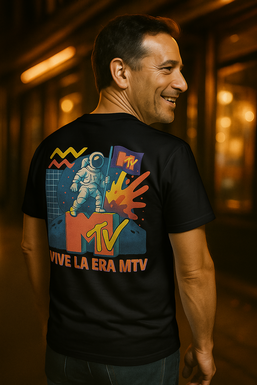 Vive la Era MTV,  camiseta Retro Unisex con Astronauta y Logo Vintage, 80s, Vintage Pop Culture, Generación X, Music Lover Gift, musica,