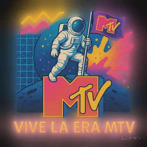 Vive la Era MTV,  camiseta Retro Unisex con Astronauta y Logo Vintage, 80s, Vintage Pop Culture, Generación X, Music Lover Gift, musica,