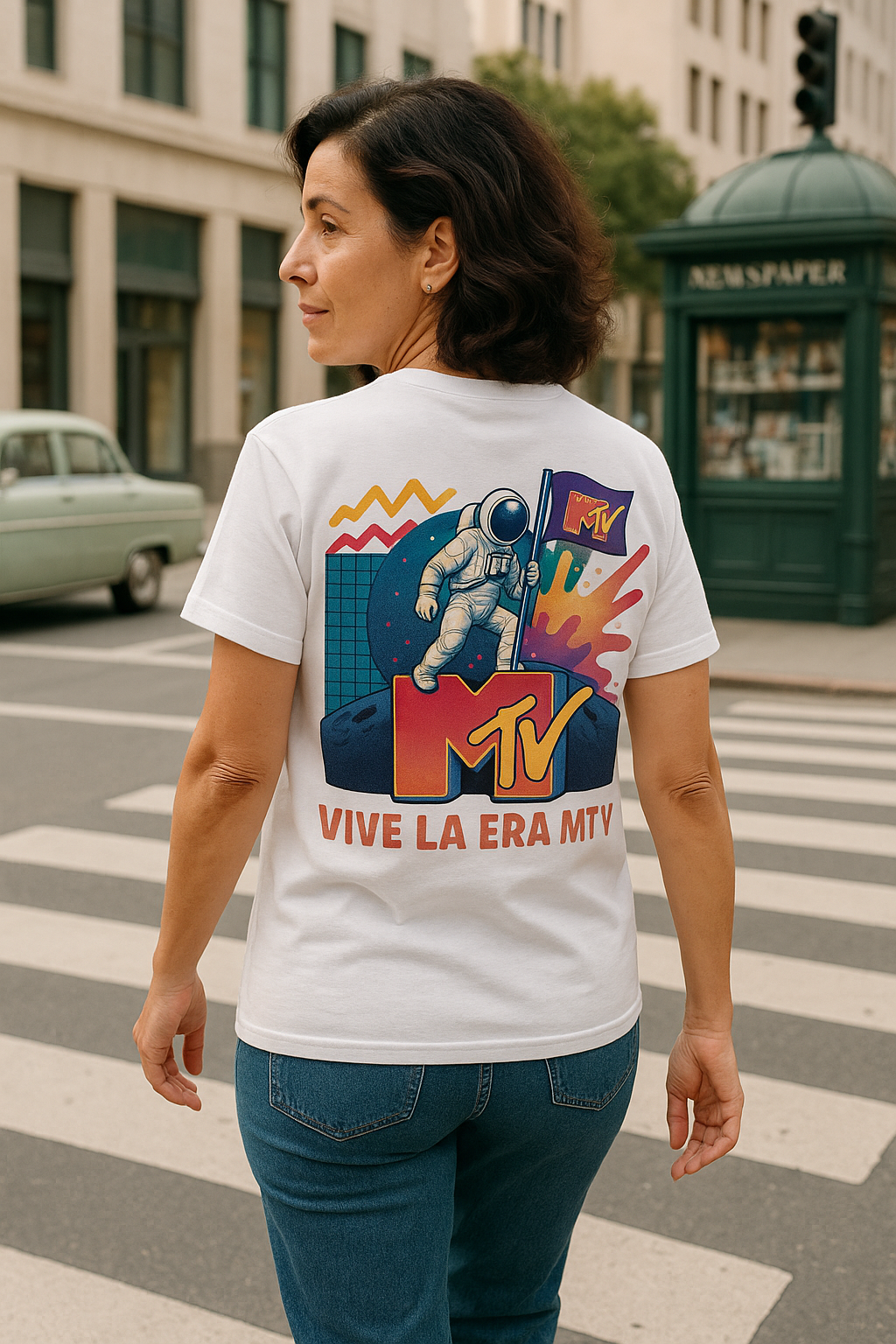 Vive la Era MTV,  camiseta Retro Unisex con Astronauta y Logo Vintage, 80s, Vintage Pop Culture, Generación X, Music Lover Gift, musica,