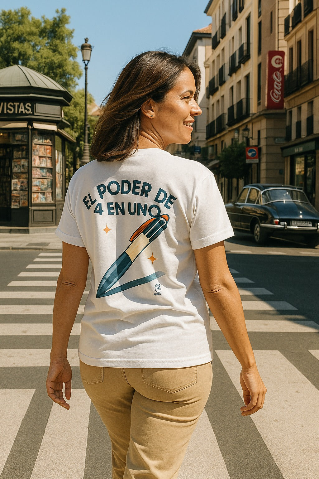 Camiseta Bolígrafo Retro 4 en 1, Camiseta Bic Clásico Vintage, T-Shirt Icono Escolar Años 80, Regalo Nostálgico Unisex