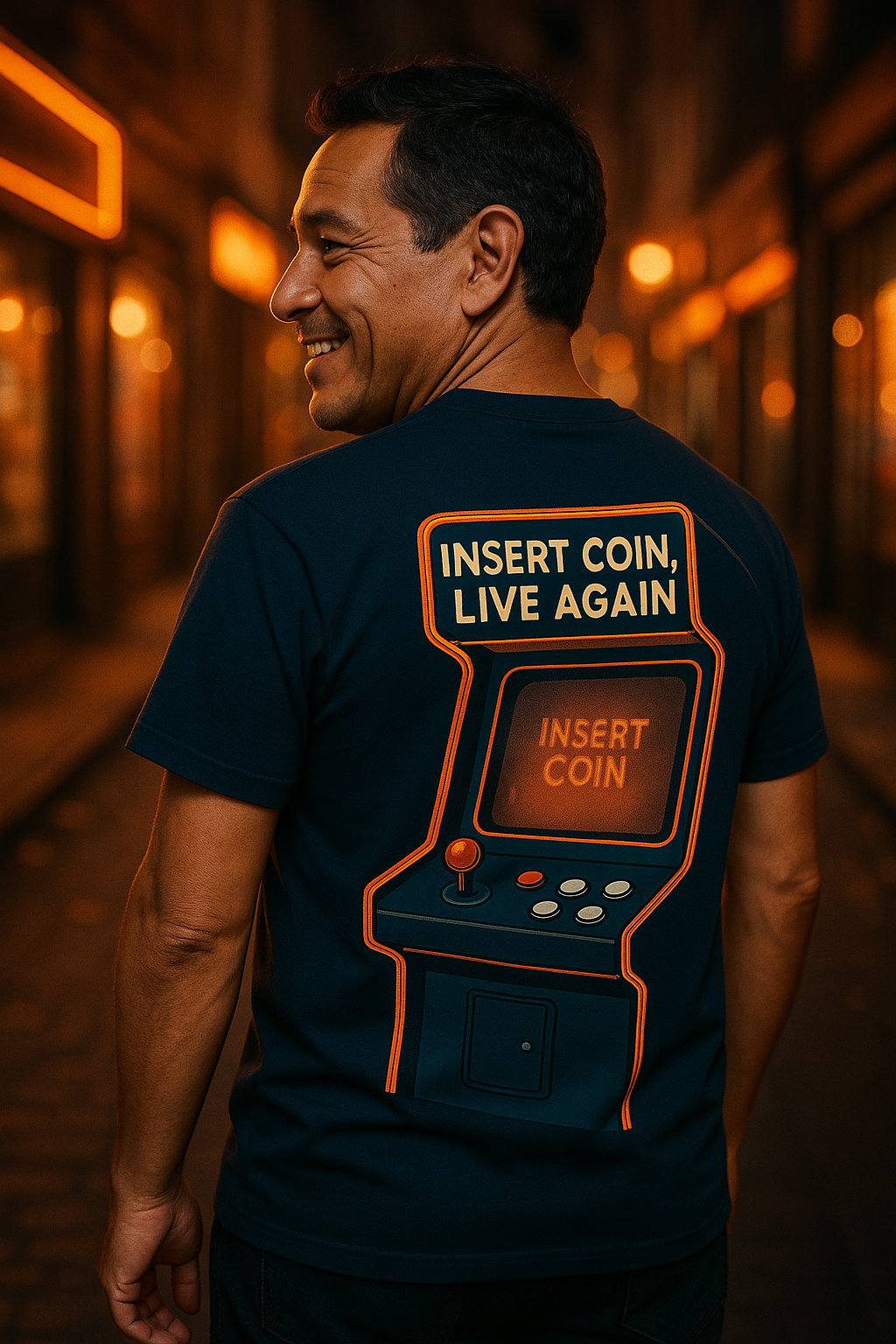 Insert Coin. Live Again, Camiseta Unisex Retro con Máquina Arcade, Generación X, Insert Coin Graphic, Retro Gamer Shirt, 80s Gaming