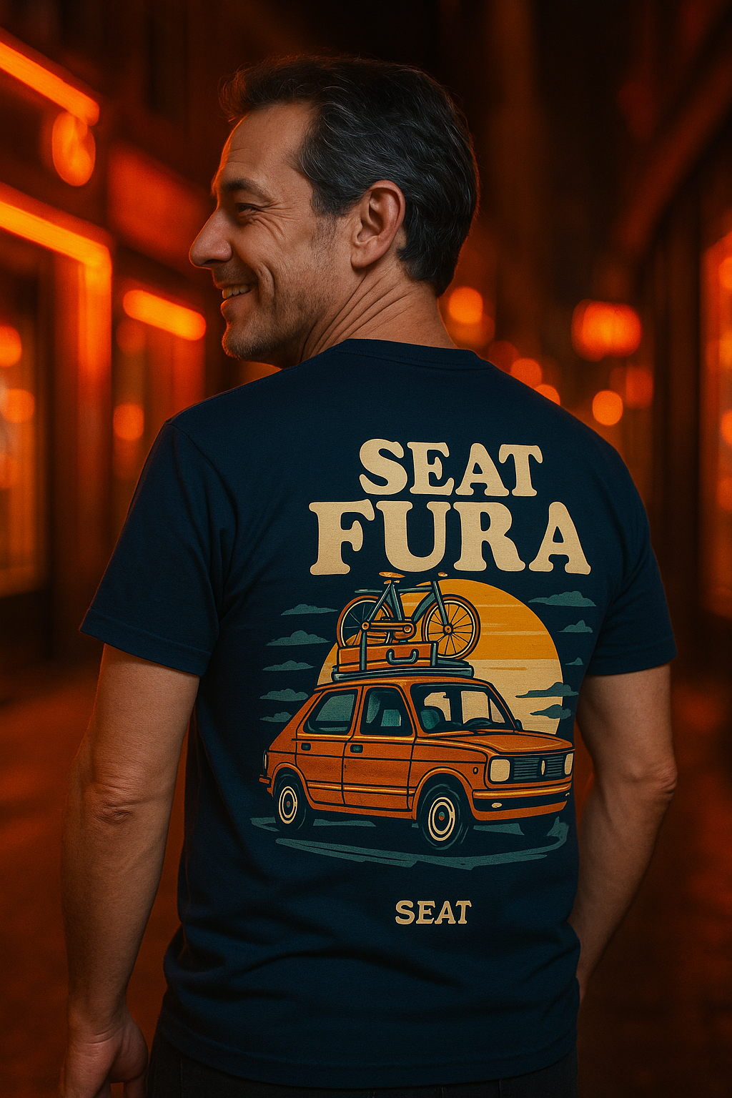 Camiseta Seat Fura Retro, Coche Clásico Gen X España, Diseño Vacaciones 80s, T-Shirt Nostálgico Vintage