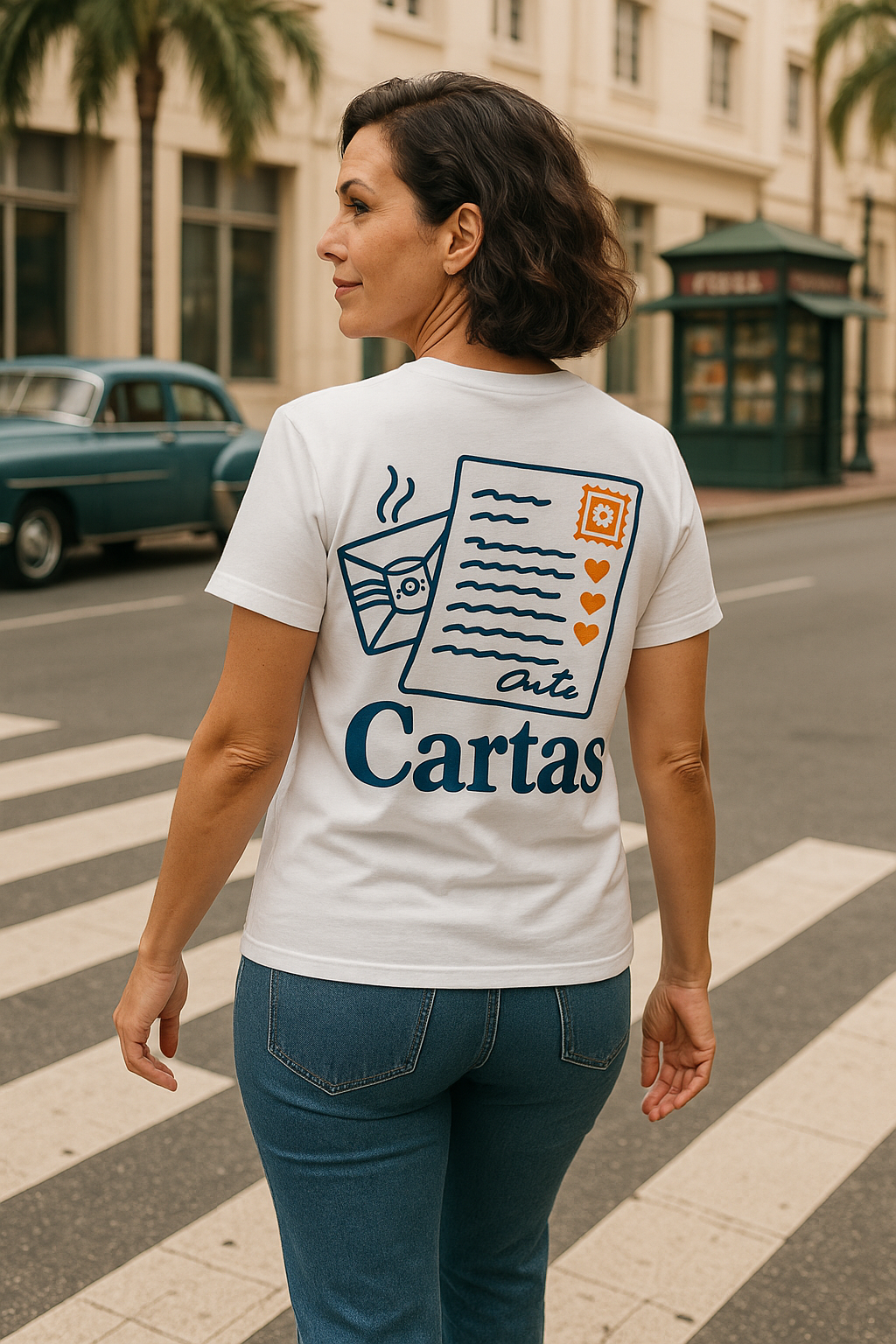 Camiseta Cartas Vintage, Estilo Retro 80s, Nostálgico, Recuerdos de Juventud, Mensajes que Conectan