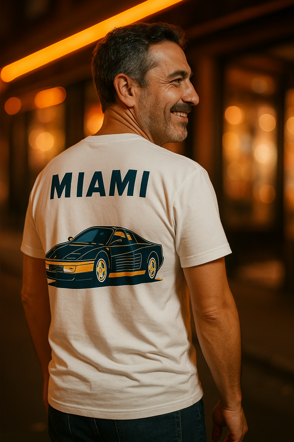 Camiseta Miami Vice Retro, T-Shirt Coche Clásico 80s, Estilo Gen X, Diseño Vintage Automovilístico