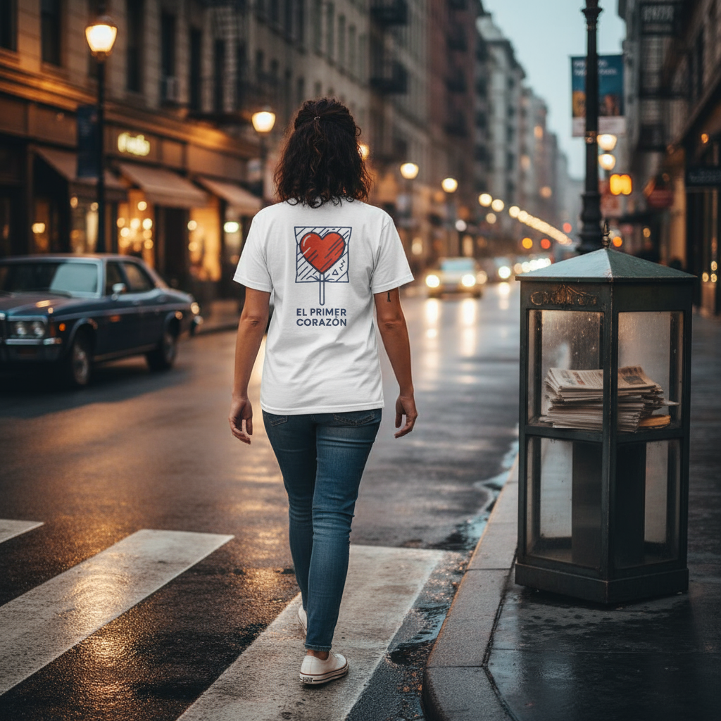 Camiseta El Primer Corazón, T-Shirt Retro Amor 80s, Gen X España, Diseño Nostálgico Dulces de Juguete