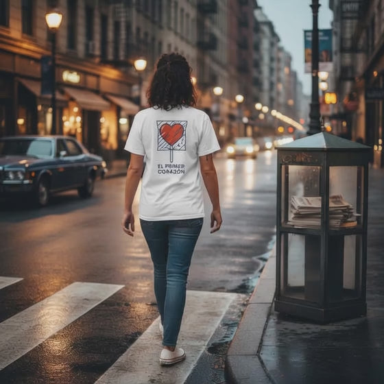 Camiseta El Primer Corazón, T-Shirt Retro Amor 80s, Gen X España, Diseño Nostálgico Dulces de Juguete